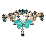 Haargreifer Schmetterling&Blume Haarspange Haarkneifer Haarklammer Metall & Strass türkis blau gold 5003d Haargreifer Schmetterling&Blume Haarspange Haarkneifer Haarklammer Metall & Strass türkis blau gold 5003d
